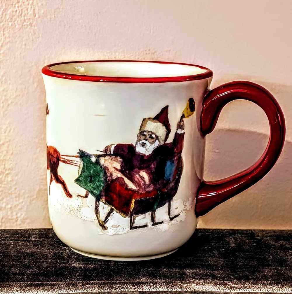 WILLIAMS & SONOMA Santa & His Reindeer Mugs (3) & Platter Set  By MARK LACAZE